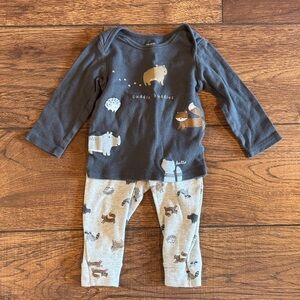 Carter's Navy and Tan 'Cuddle Buddies' Two-Piece Pajama Set